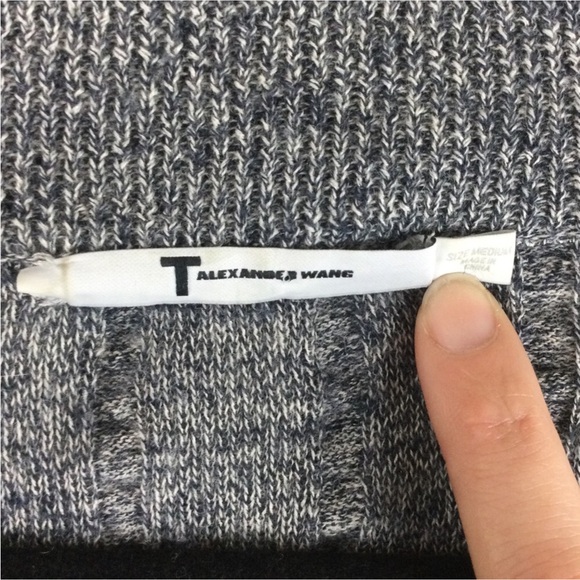 T Alexander Wang Merino Wool Raw Edge Ribbed Gray Button Front Cardigan Medium - Picture 3 of 9